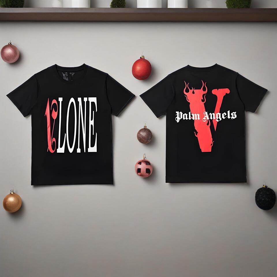 VLONE Black Cotton Short Sleeve T-Shirt for Men