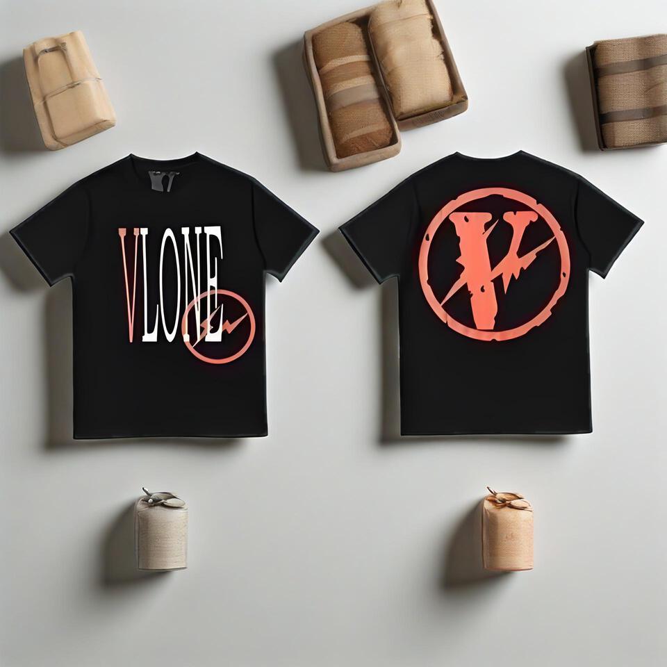 VLONE Black Cotton T-Shirt Streetwear Unisex Loose Fit