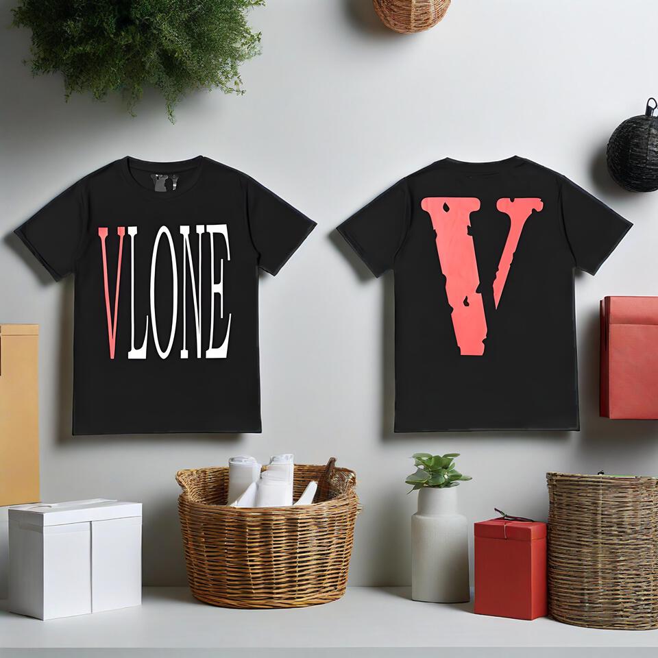 VLONE Black Cotton T-Shirt Unisex Streetwear Distressed Top