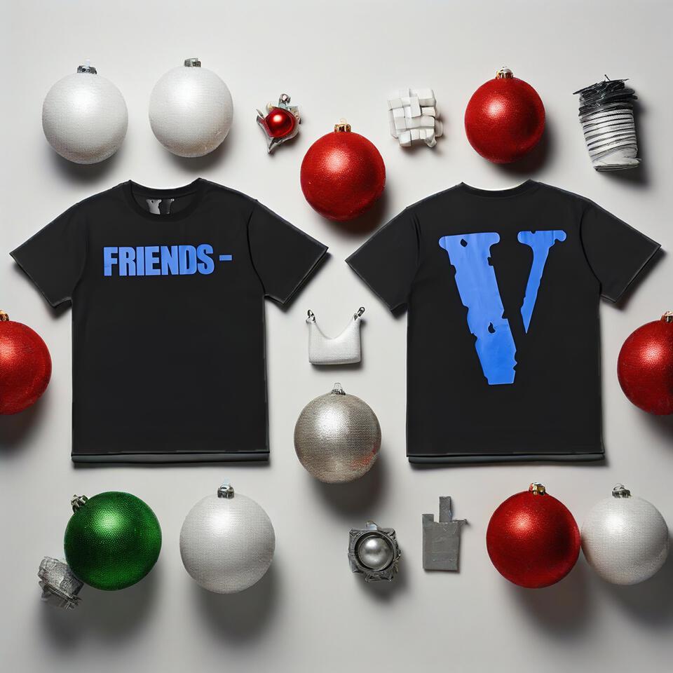 Vlone Black Cotton T-Shirt Unisex Streetwear Graphic Tee