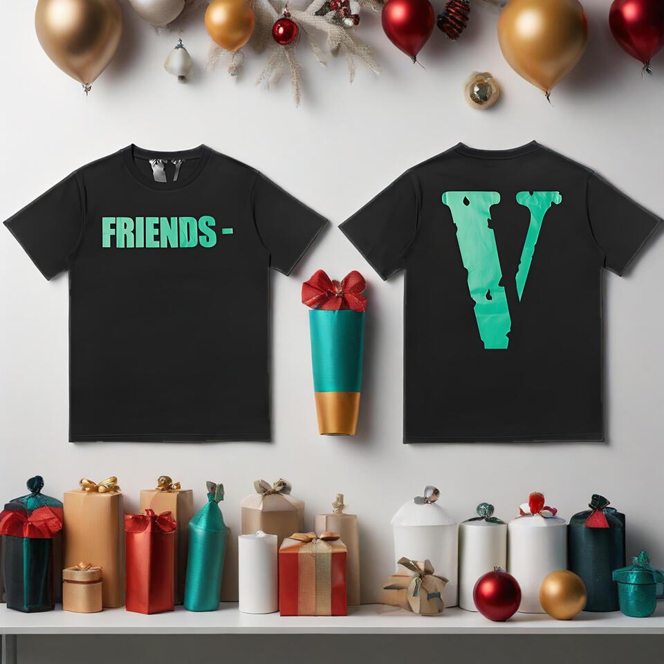 VLONE Black Loose Street Print Unisex T-Shirt