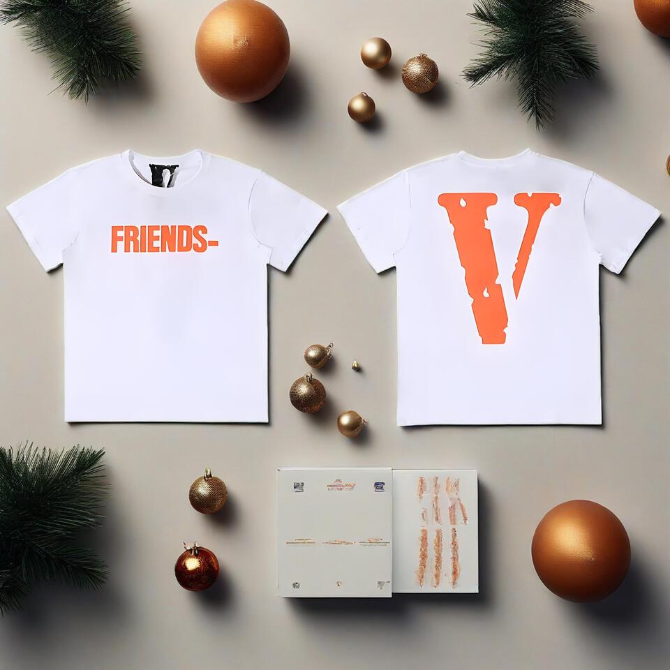 Vlone Friends White Cotton Crew Neck T-Shirt Streetwear Style