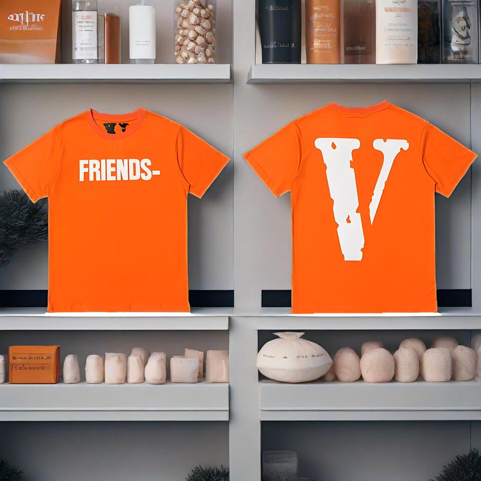 Vlone Orange Unisex Cotton Street Print Tee
