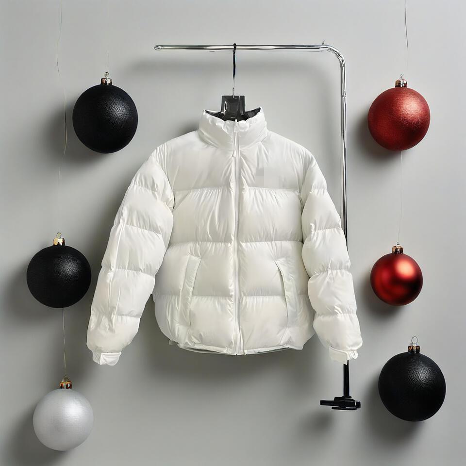 White Puffer Jacket Stand Collar Short Winter Coat