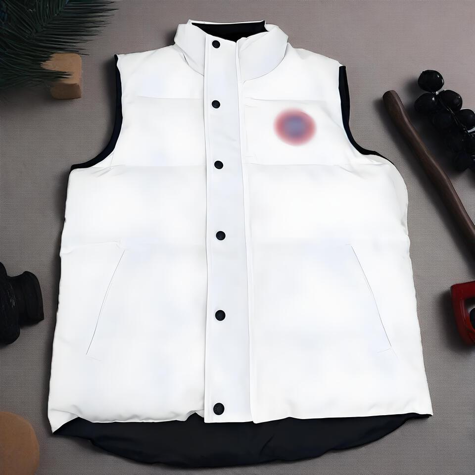 Winter Black White Stand Collar Down Vest