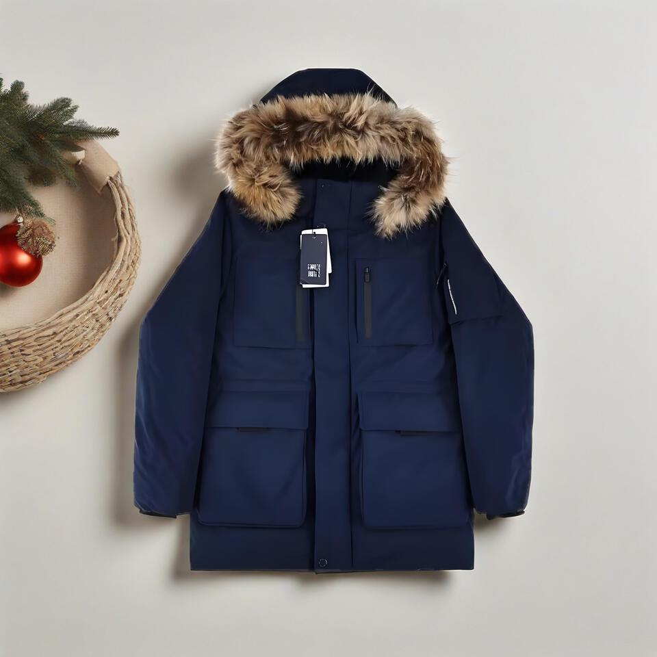 Winter Parka Men's Waterproof Windproof Insulated Deep Blue Coat