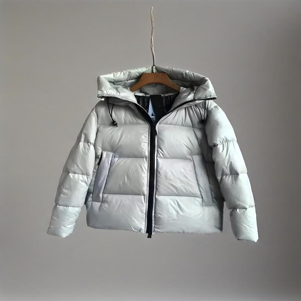 Winter Silver Reflective Puffer Jacket with Hood for Men Women