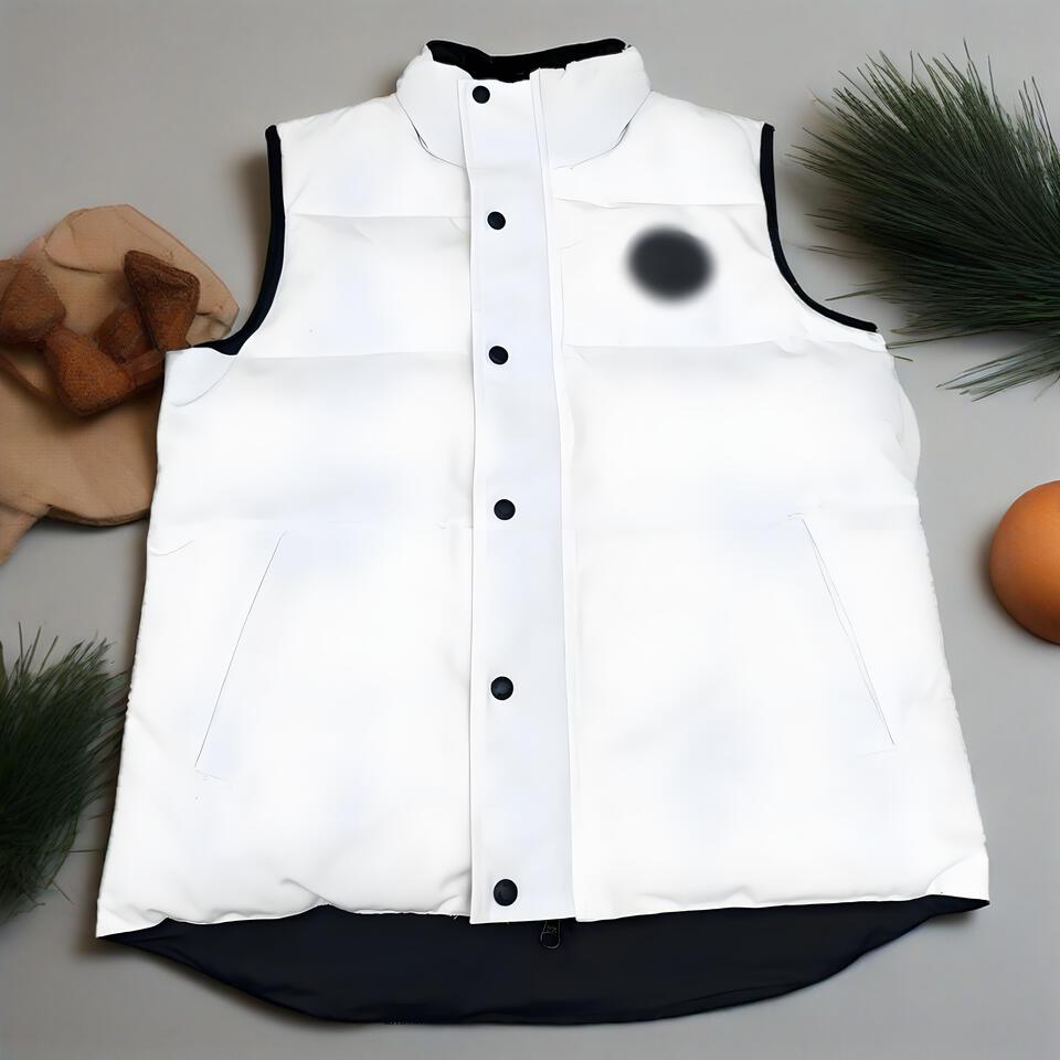 Winter Unisex White Stand Collar Quilted Vest