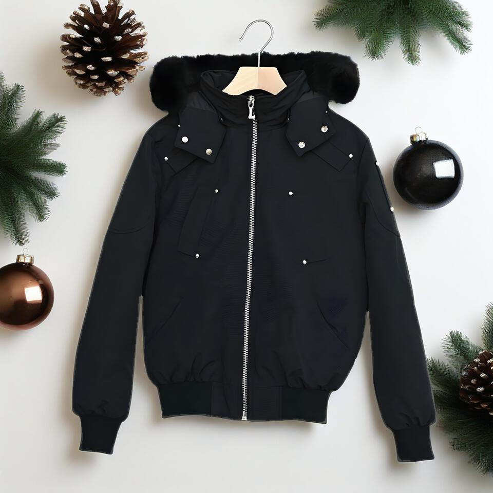 Winter Warm Hooded Work Jacket Men Women Black Fleece Lined