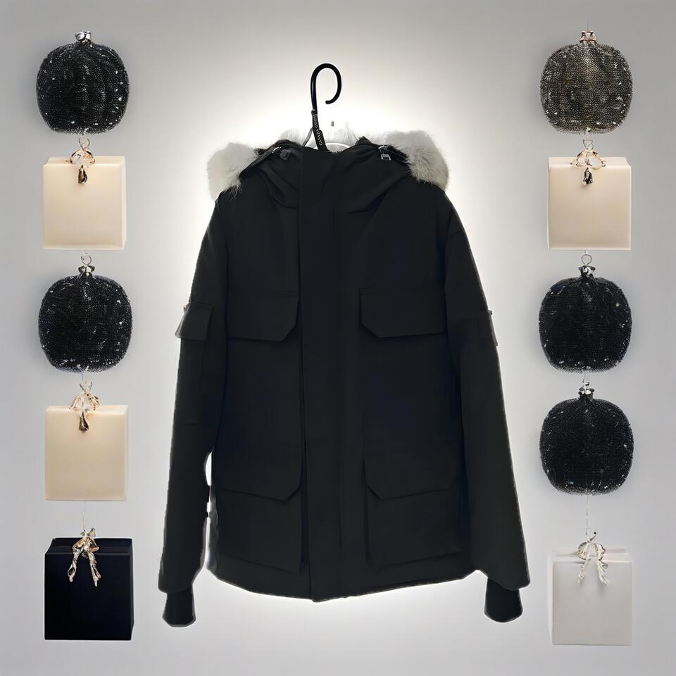 Workwear Style Hooded Warm Windproof Black Unisex Jacket