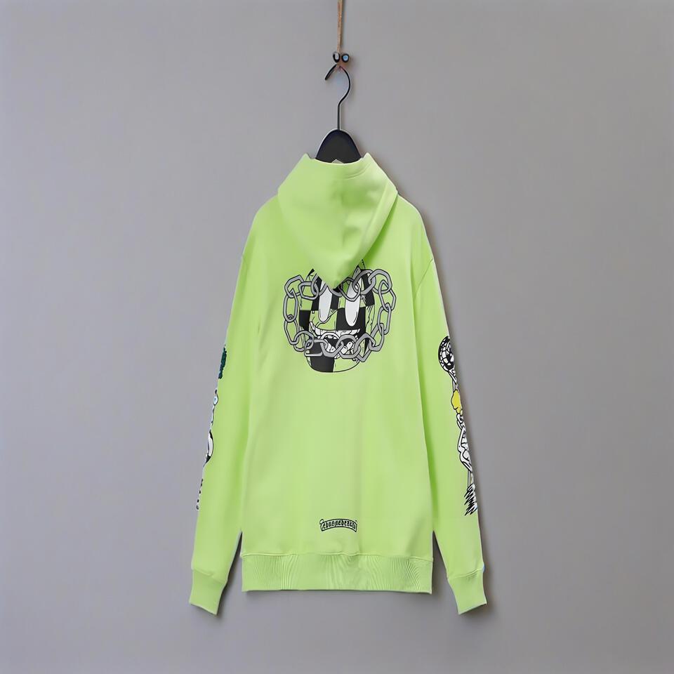 Yardsale Light Green Cotton Cartoon Hoodie Unisex Streetwear