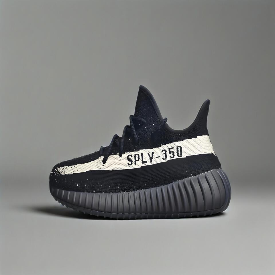 Yeezy Boost 350 V2 Black/White Knit Sneakers