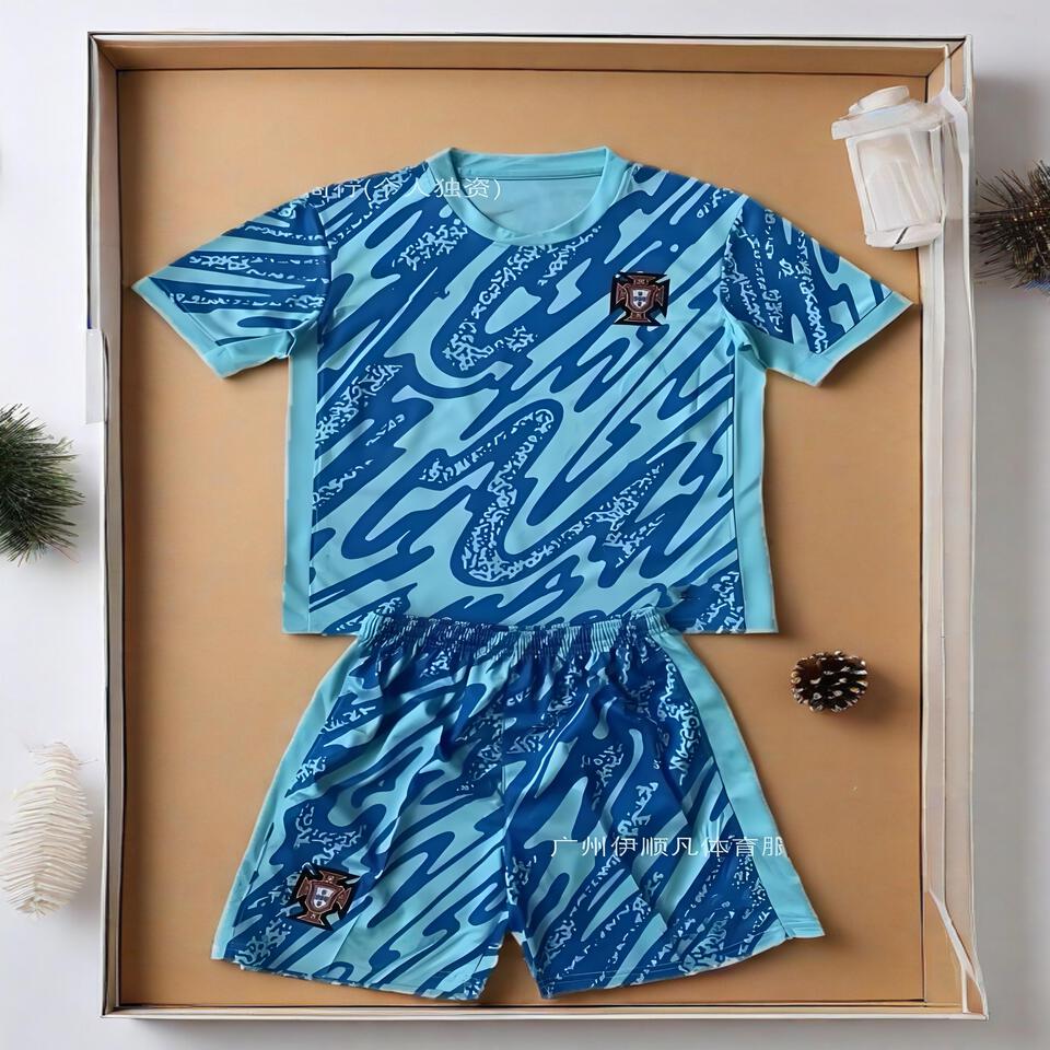 Yisofun Portugal Goalkeeper Blue White Breathable Sports Set Comfortable and Stylish