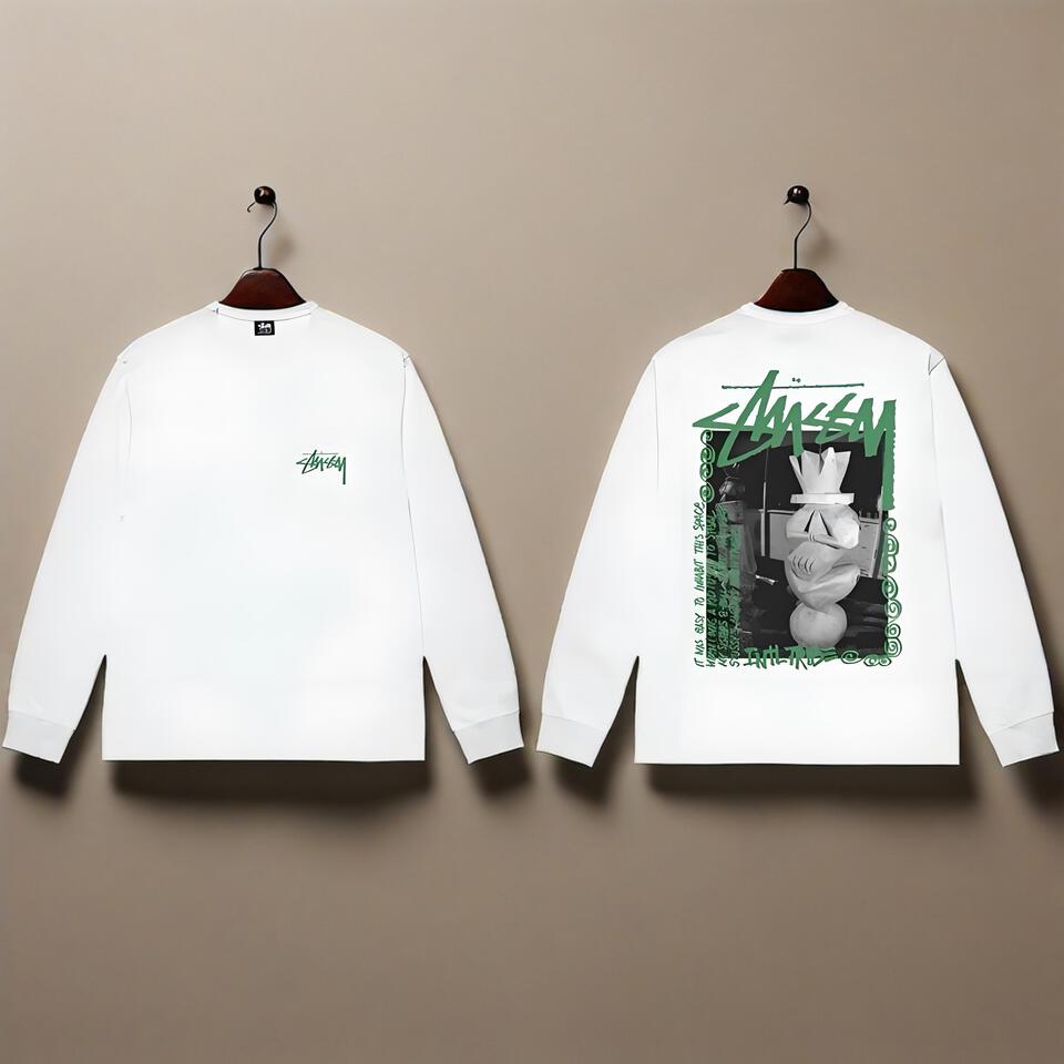 Zabbay White Cotton Street Print Long Sleeve T-Shirt