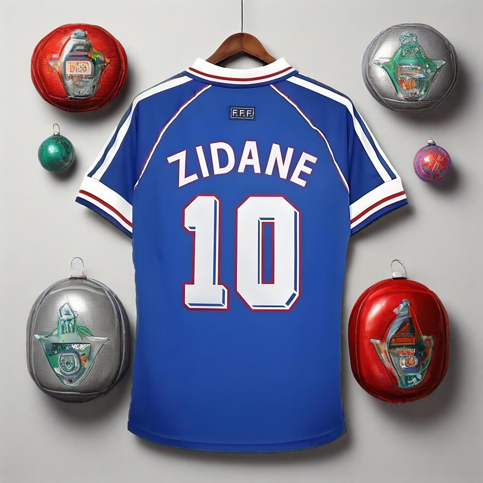 ZIDANE Classic Breathable Blue White Red Stripe Men's Football Jersey